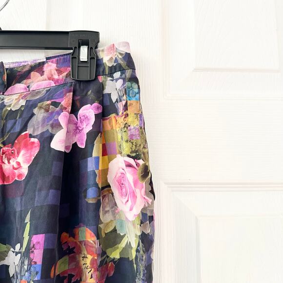 Matthew Williamson Blue Purple Pink Floral Silk Print Rose Gold Zipper Pants 6 - Picture 6 of 12